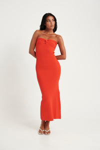 Mae Knit Midi Dress Red
