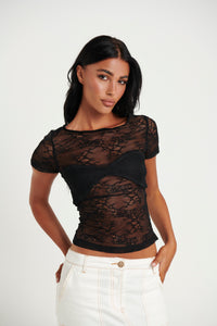 Keeley Lace Top Black