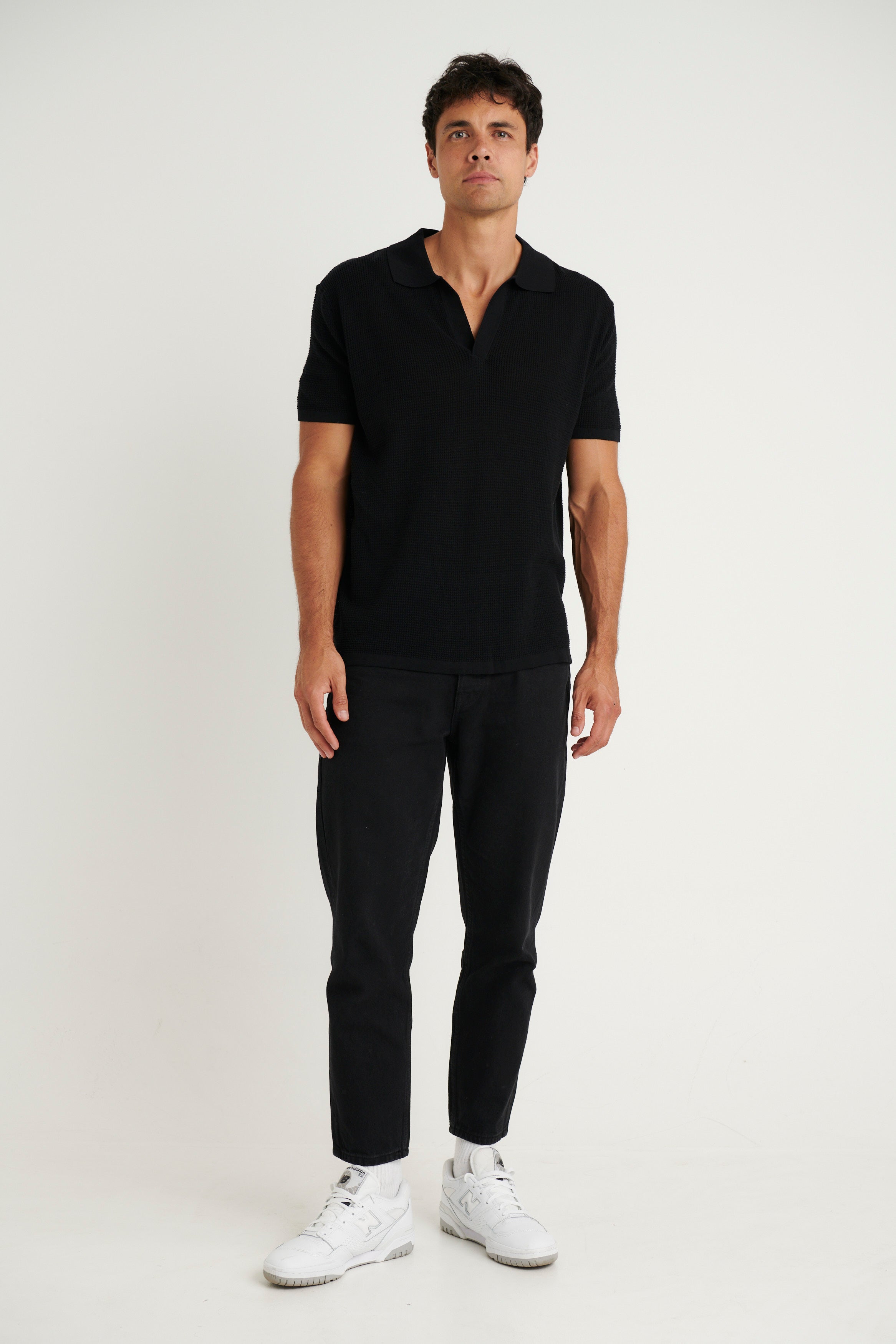 NTH Open Neck Polo Black