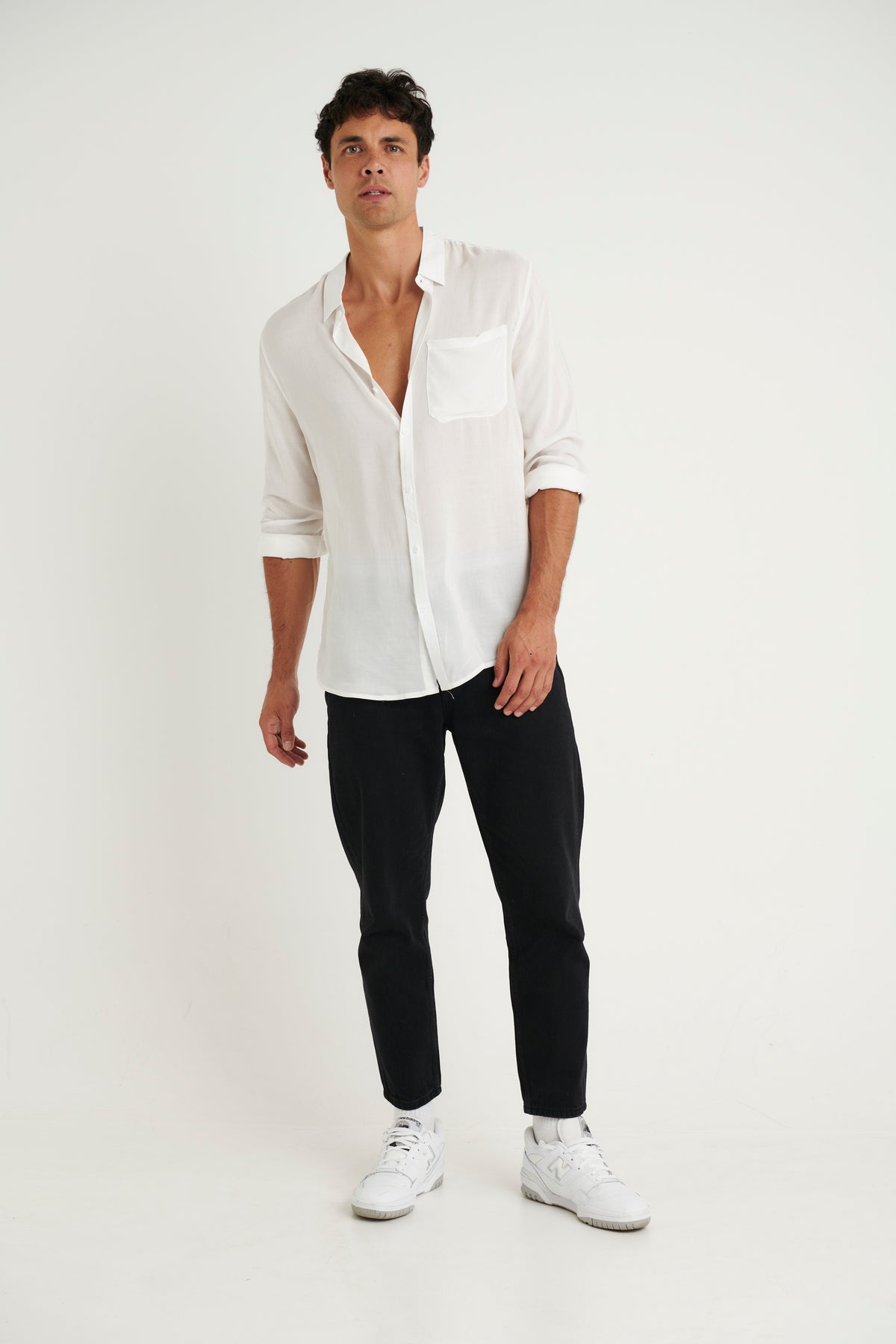 NTH Rayon Long Sleeve Shirt White - FINAL SALE
