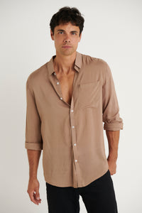 NTH Rayon Long Sleeve Shirt Light Brown - FINAL SALE