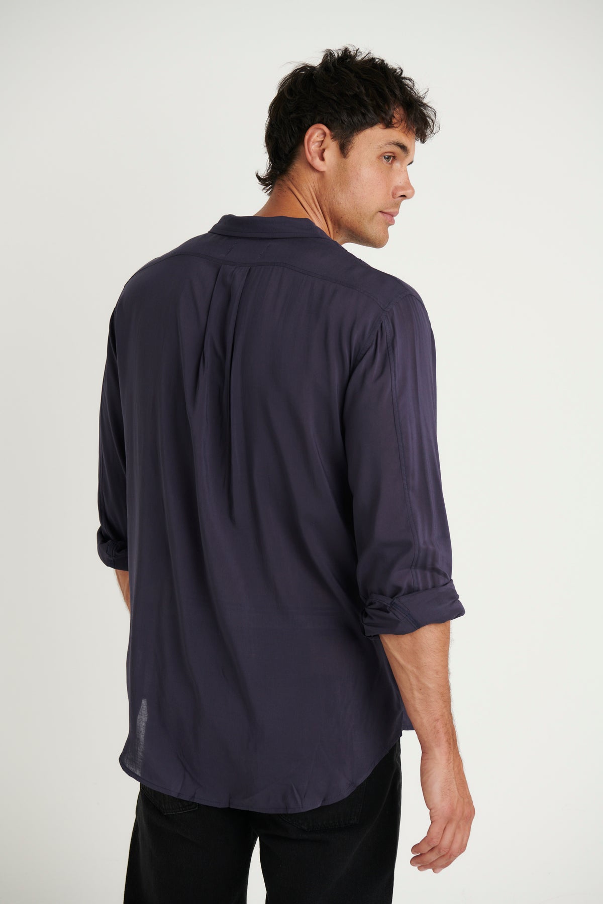 NTH Rayon Long Sleeve Shirt Dark Navy - FINAL SALE