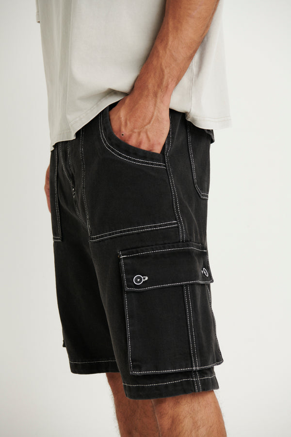 Tom Cargo Drill Short Black