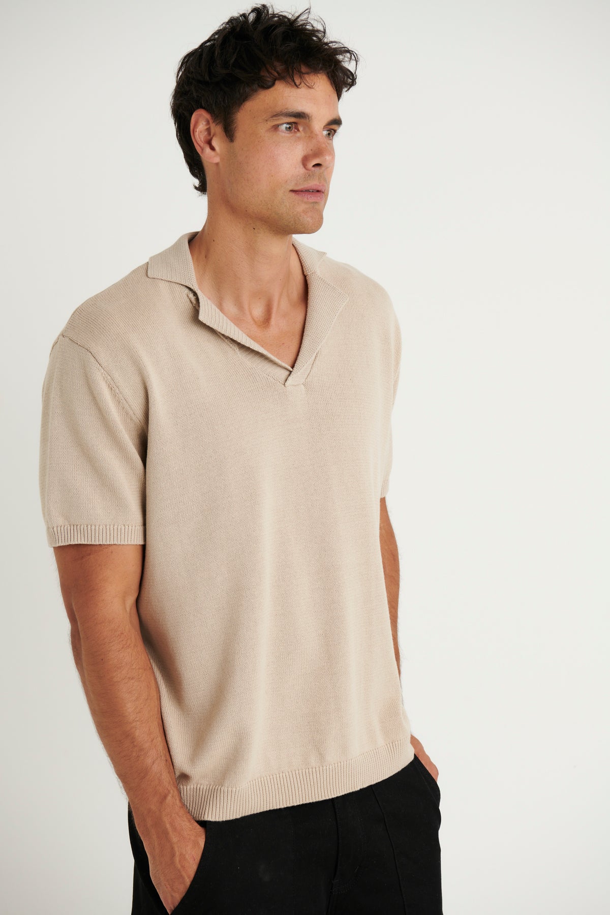 Brody Knit Polo Oat