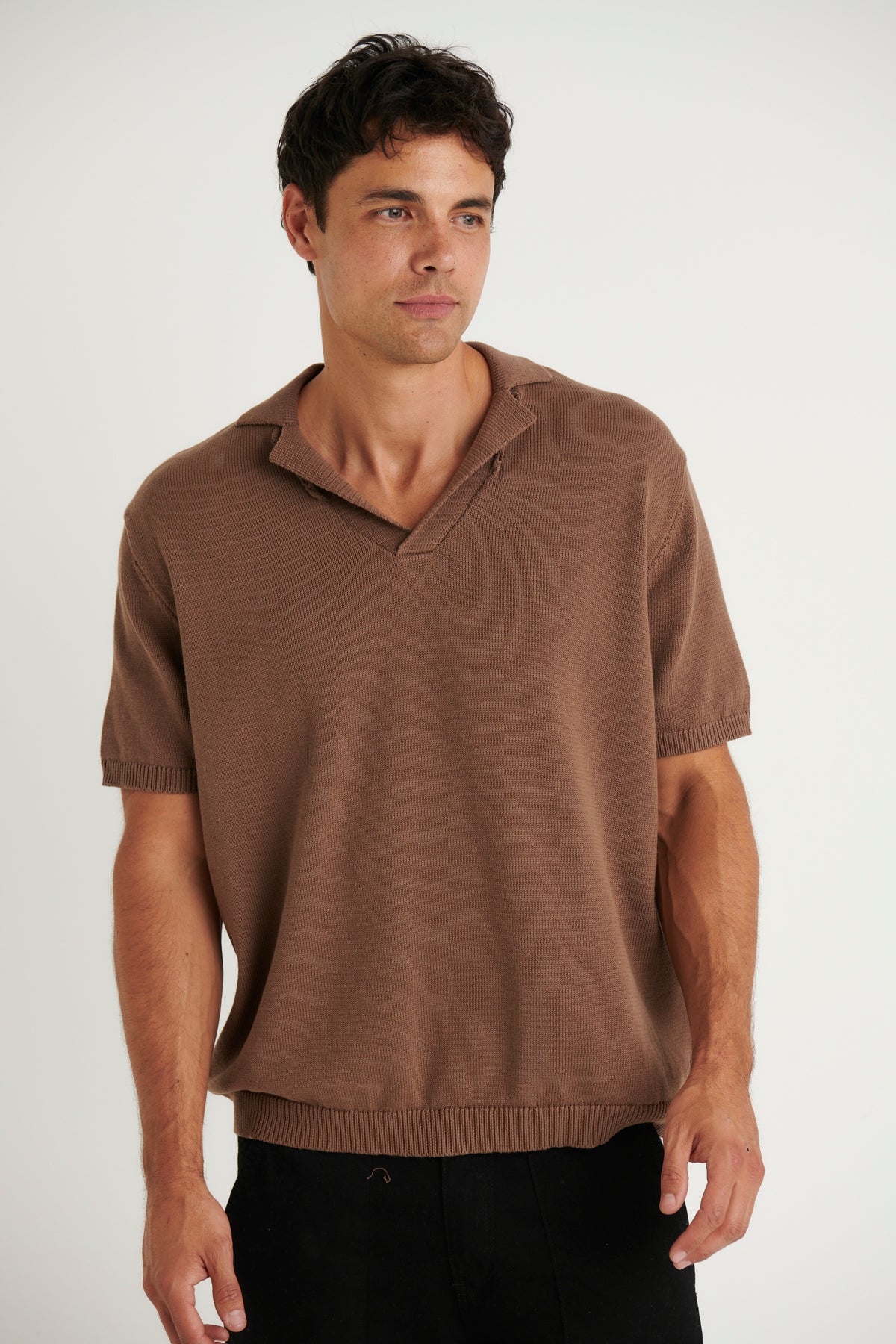 Brody Knit Polo Choc - FINAL SALE