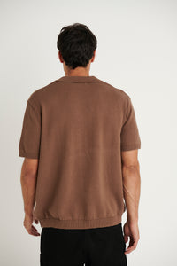 Brody Knit Polo Choc - FINAL SALE