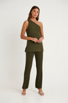 Megan Ribbed Top Khaki