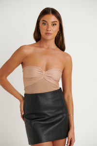 Dollie Strapless Top Brown