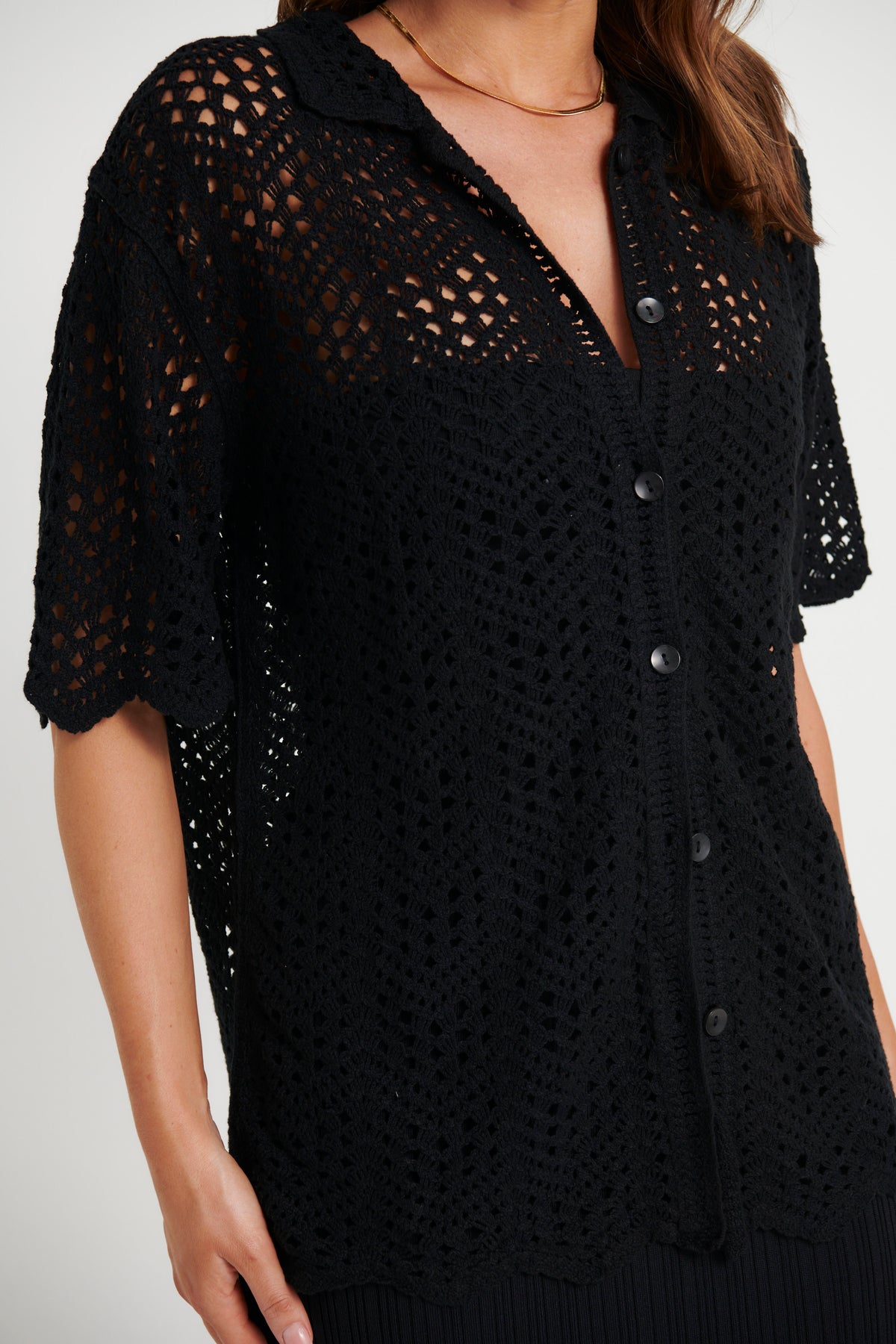 Chloe Crochet Shirt Black - FINAL SALE