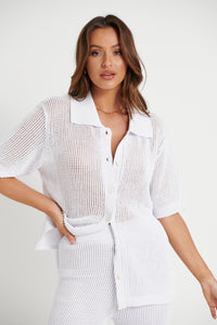Darcey Crochet Shirt White - FINAL SALE