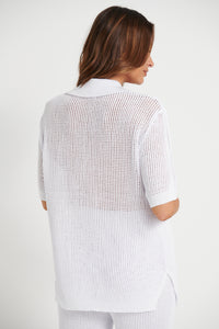 Darcey Crochet Shirt White - FINAL SALE