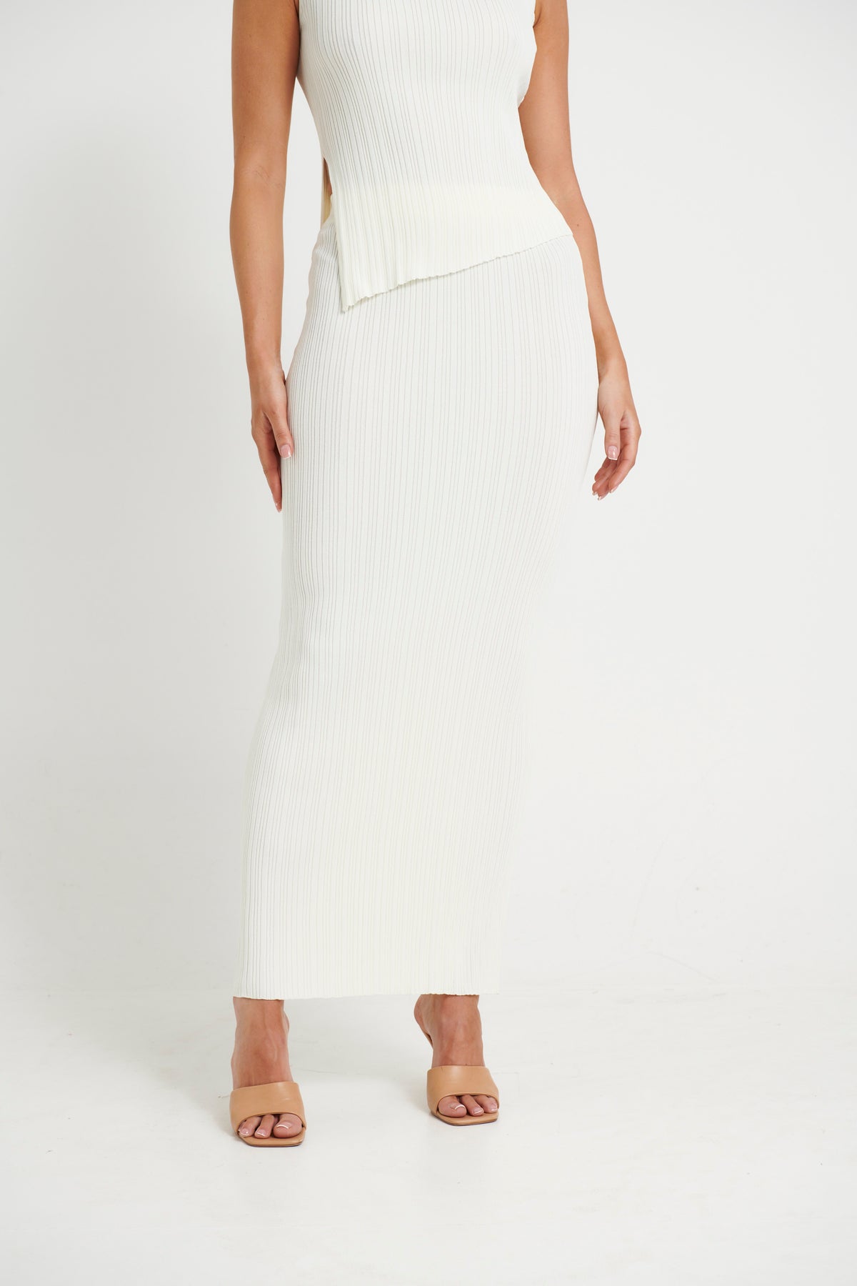 Bella Ribbed Skirt White - FINAL SALE
