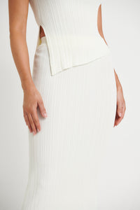 Bella Ribbed Skirt White - FINAL SALE