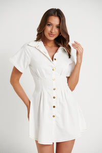 Isobel Denim Dress White - FINAL SALE