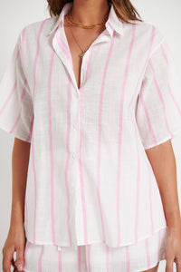 Raffy Linen Set White/Pink - FINAL SALE