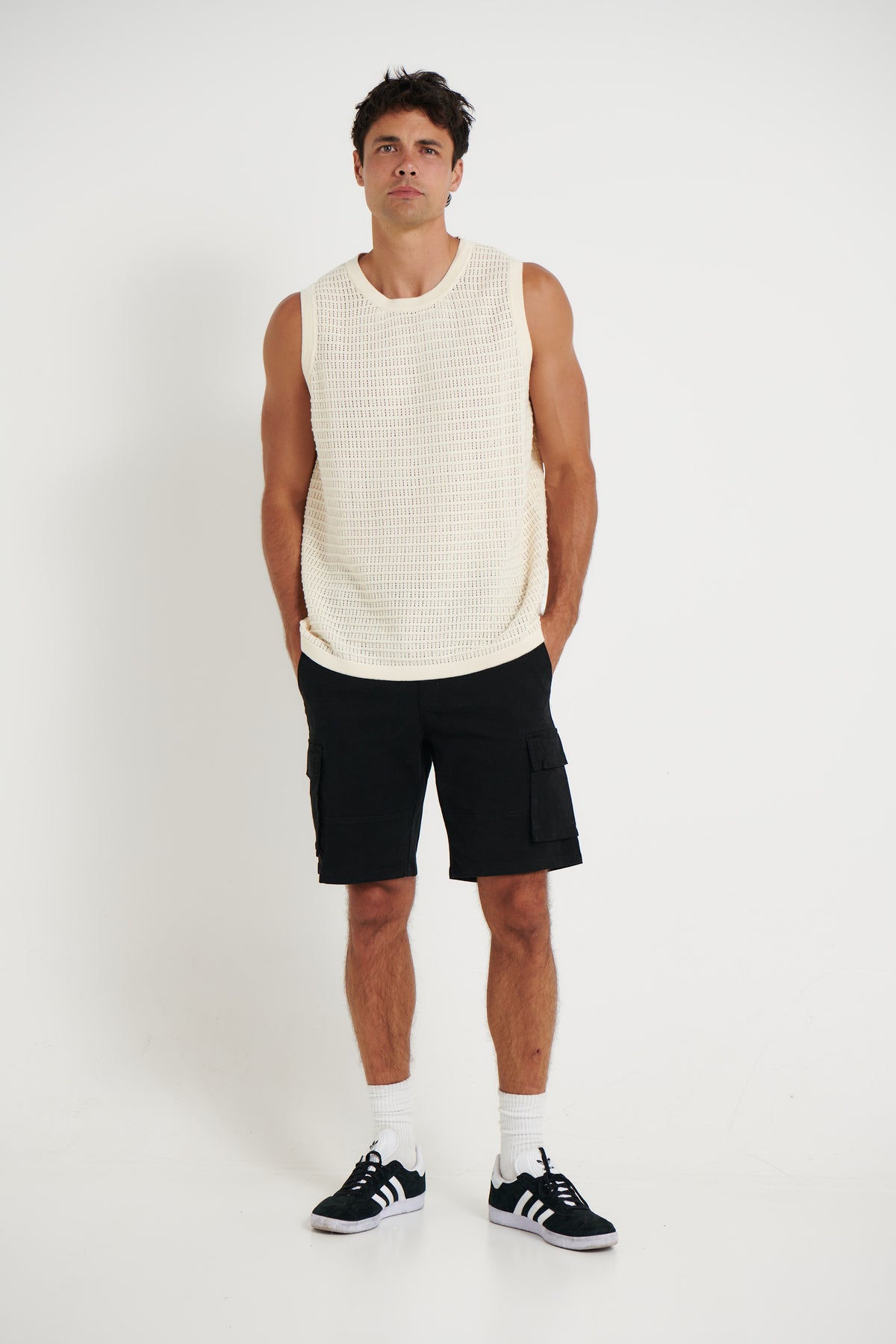Ritchie Knitted Ribbed Vest Beige