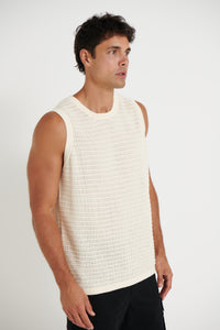 Ritchie Knitted Ribbed Vest Beige