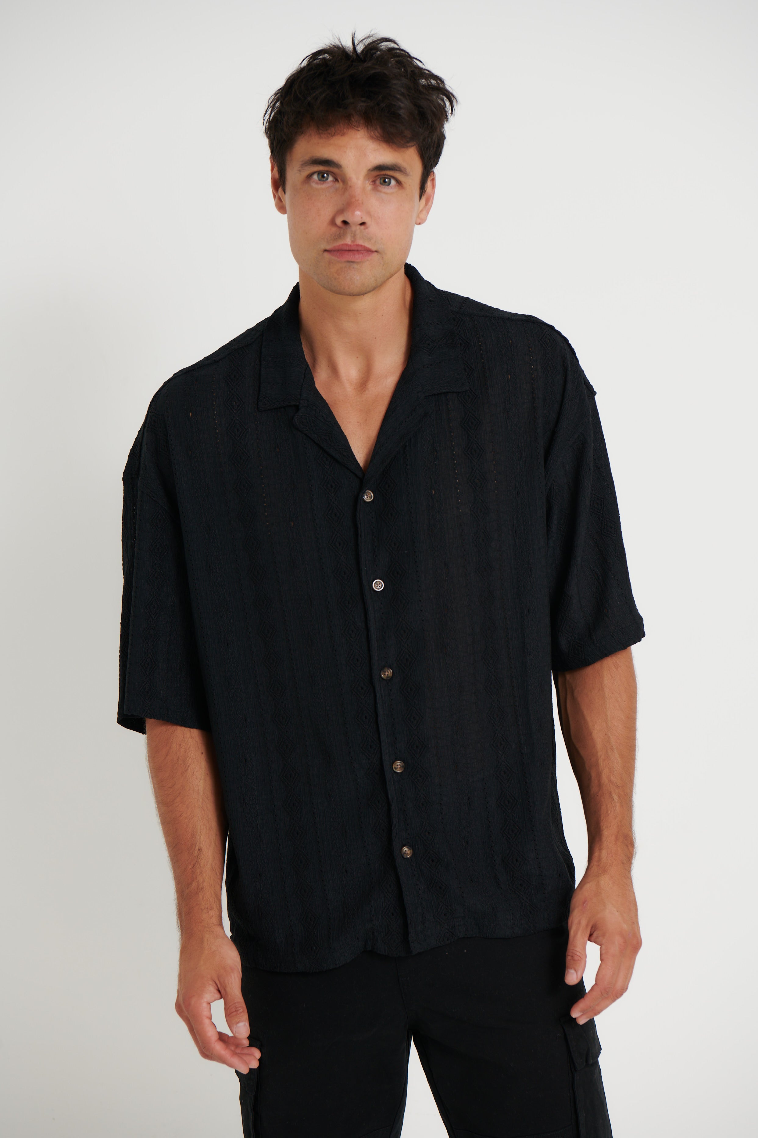 Raf Cropped Shirt Aztec Black