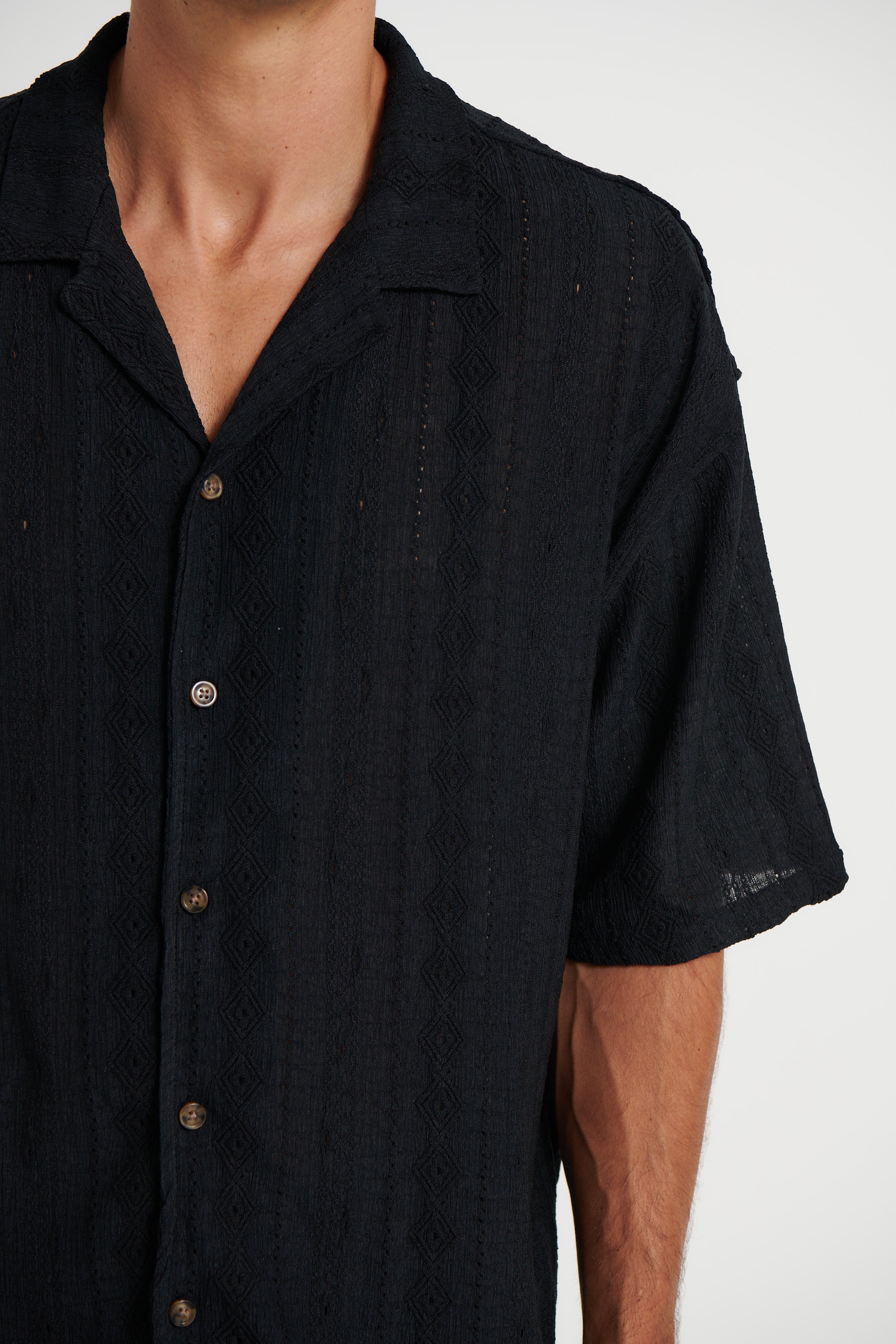 Raf Cropped Shirt Aztec Black