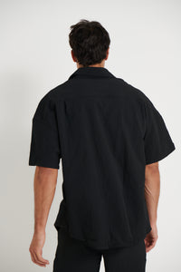 Larry Crinkle Texture Shirt Black - FINAL SALE
