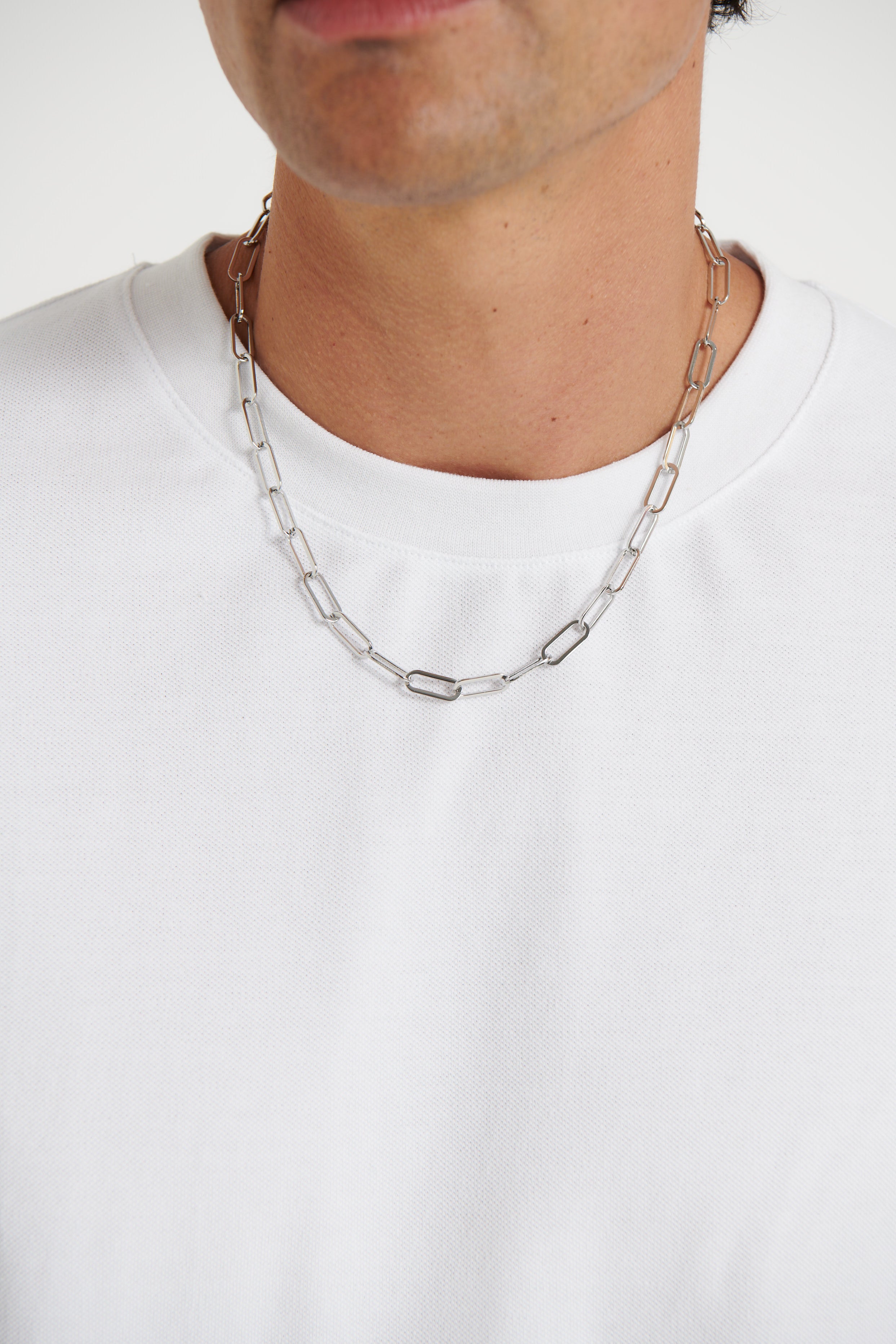 NTH Paperclip Chain Necklace Silver