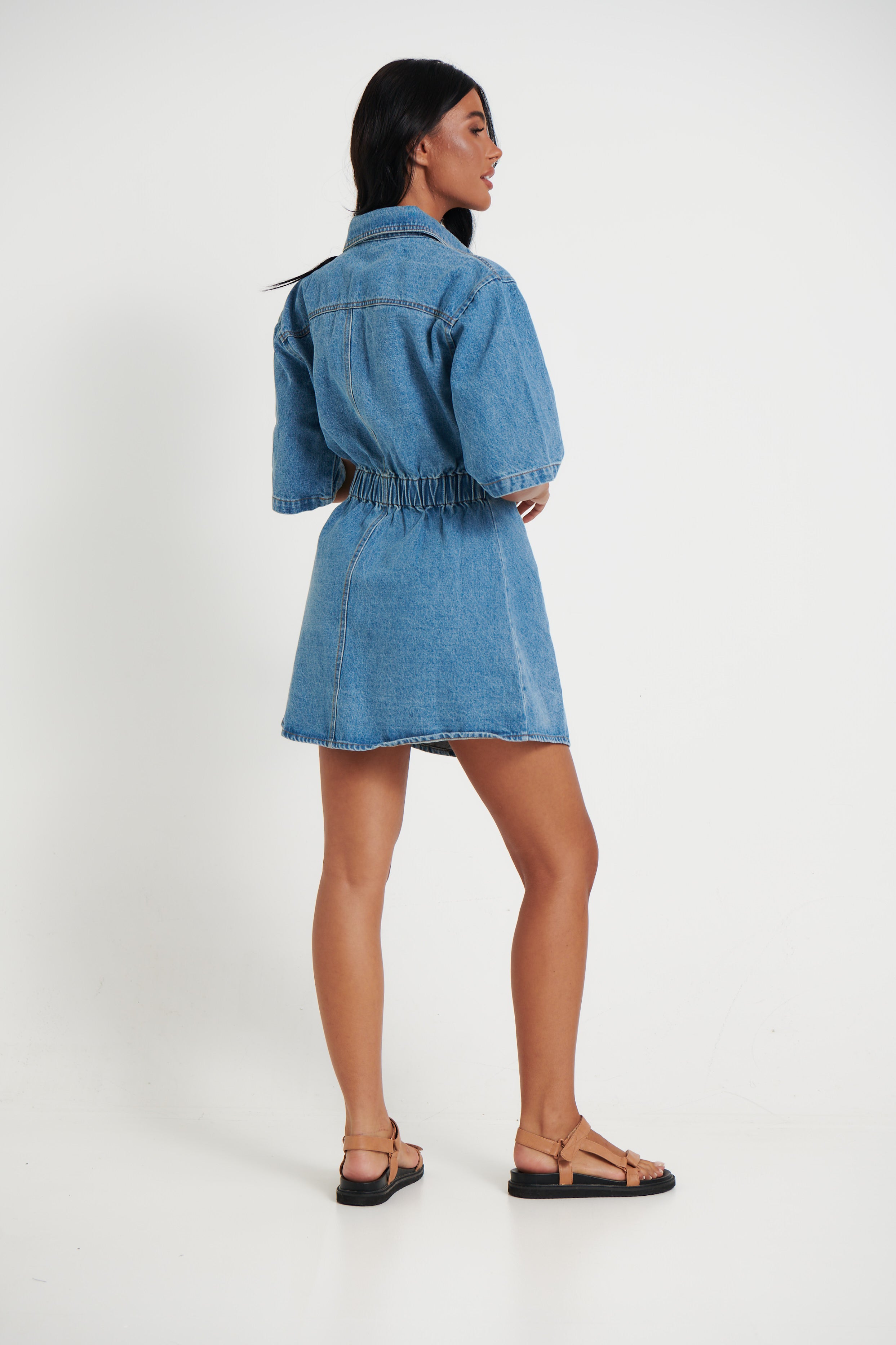 Kaneisha Denim Dress Light Blue