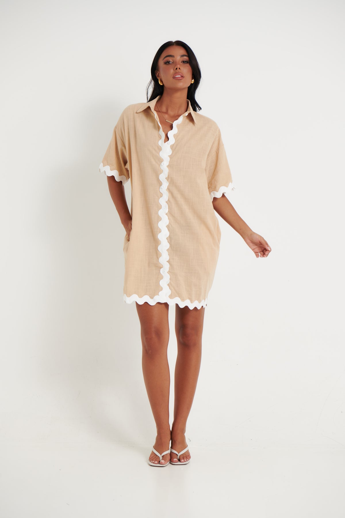 Mary Mini Dress Beige/White