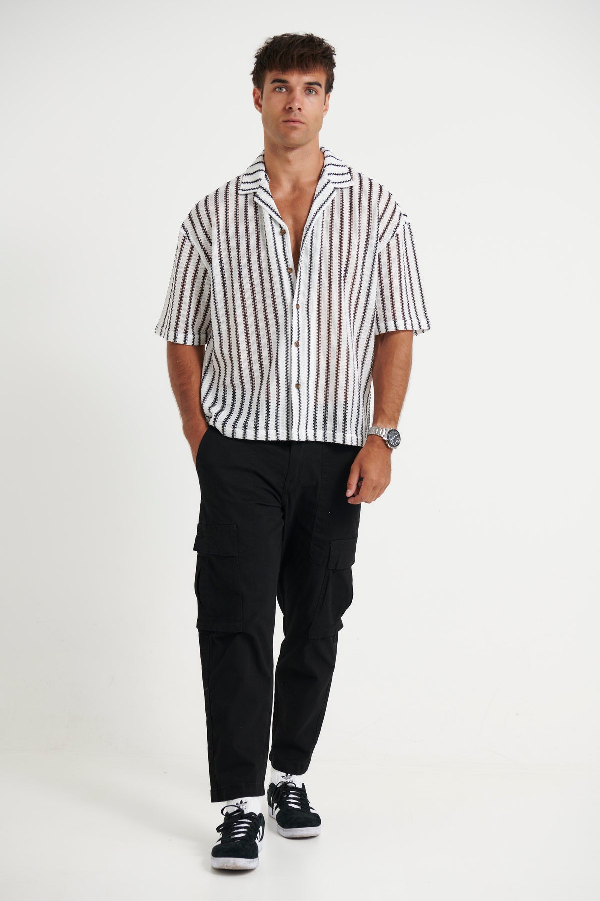 Raf Cropped Shirt Stripe White - FINAL SALE