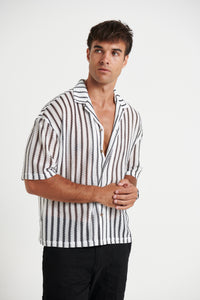 Raf Cropped Shirt Stripe White - FINAL SALE