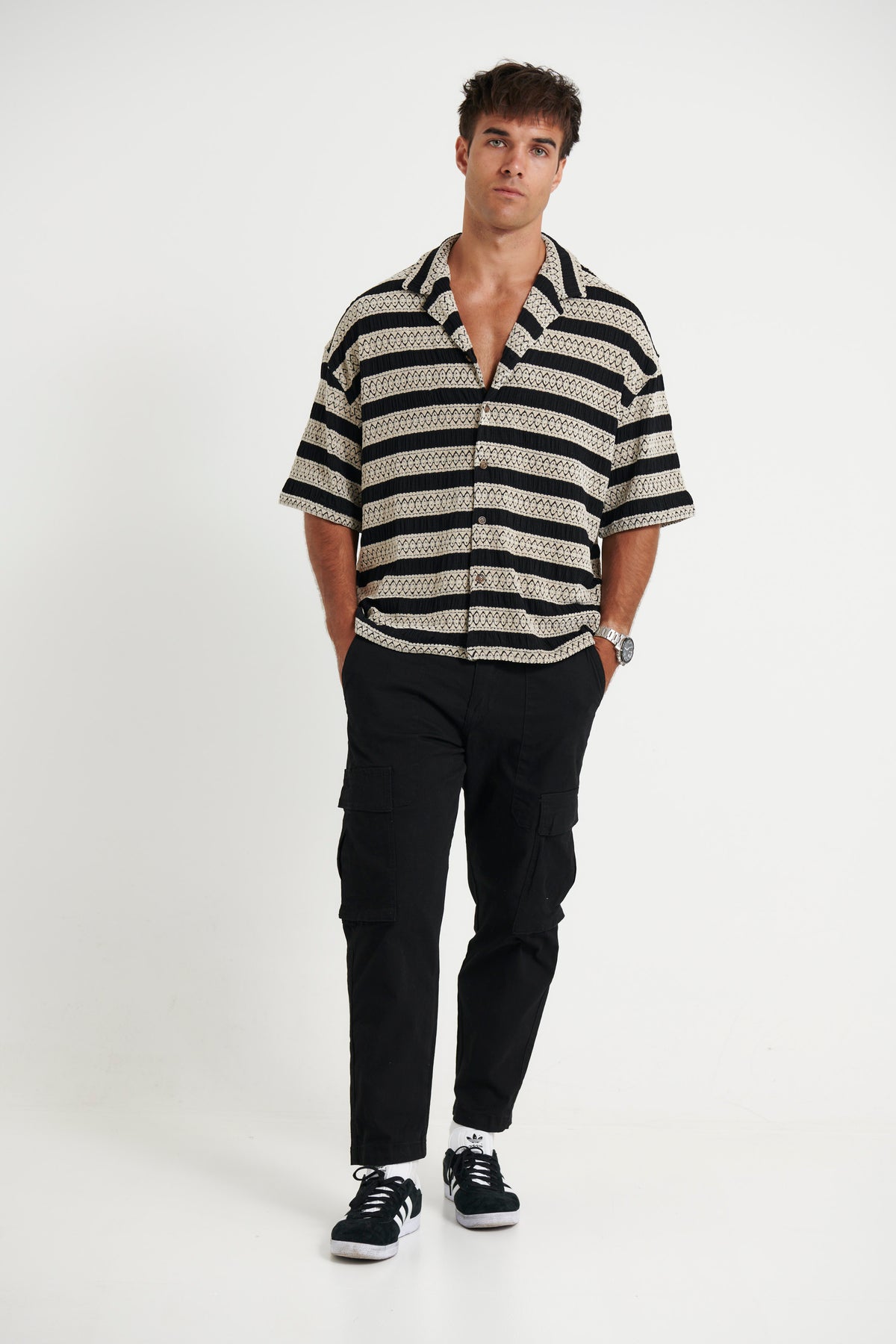 Raf Cropped Shirt Stripe Horizon