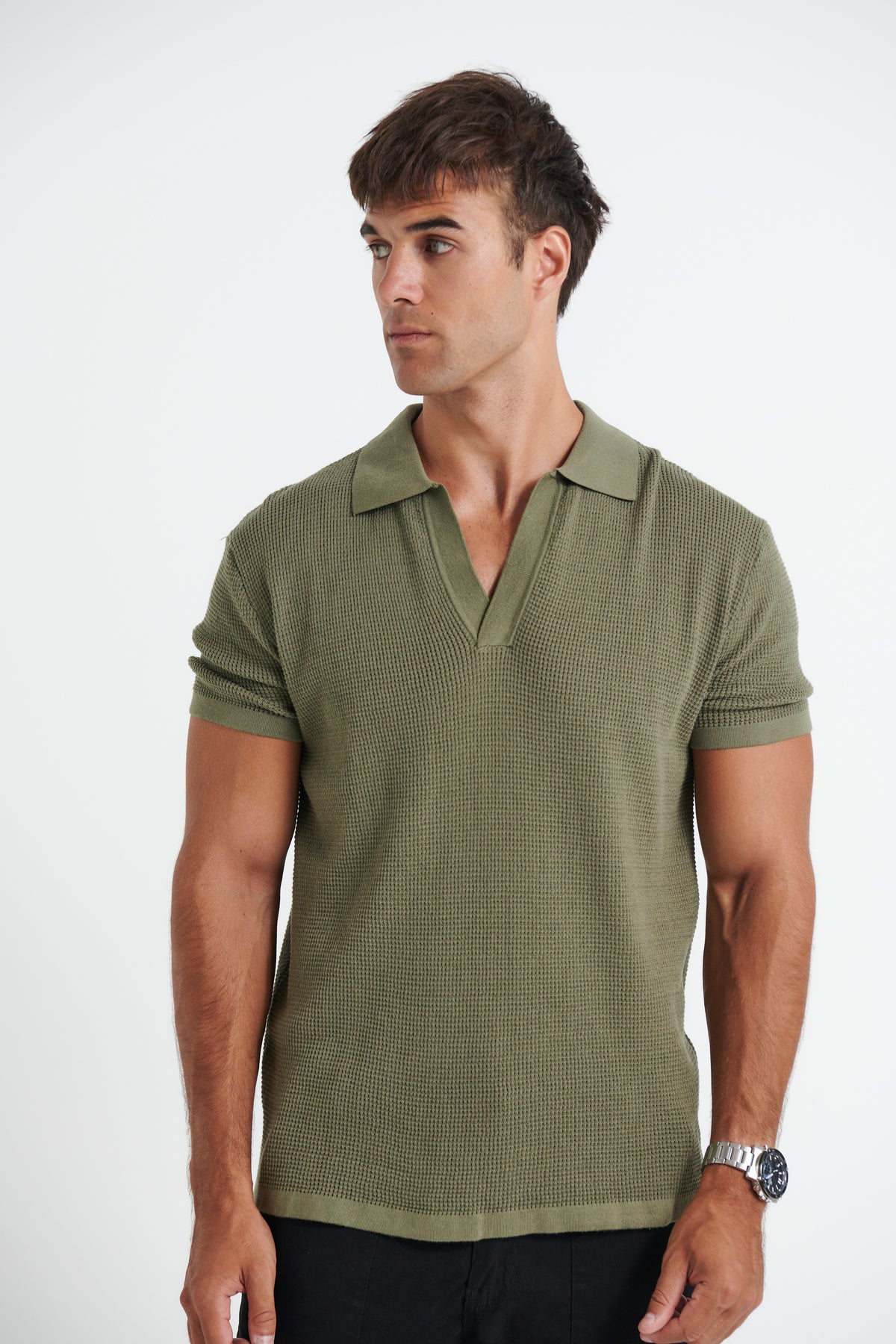 NTH Open Neck Polo Army