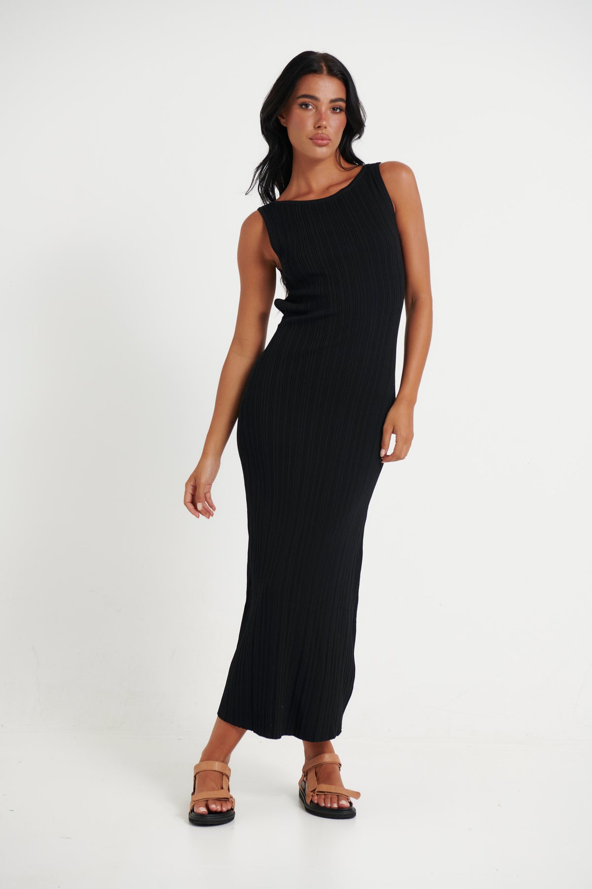 Black maxi outlet ribbed dress