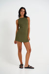 Peyton Ribbed Mini Dress Khaki