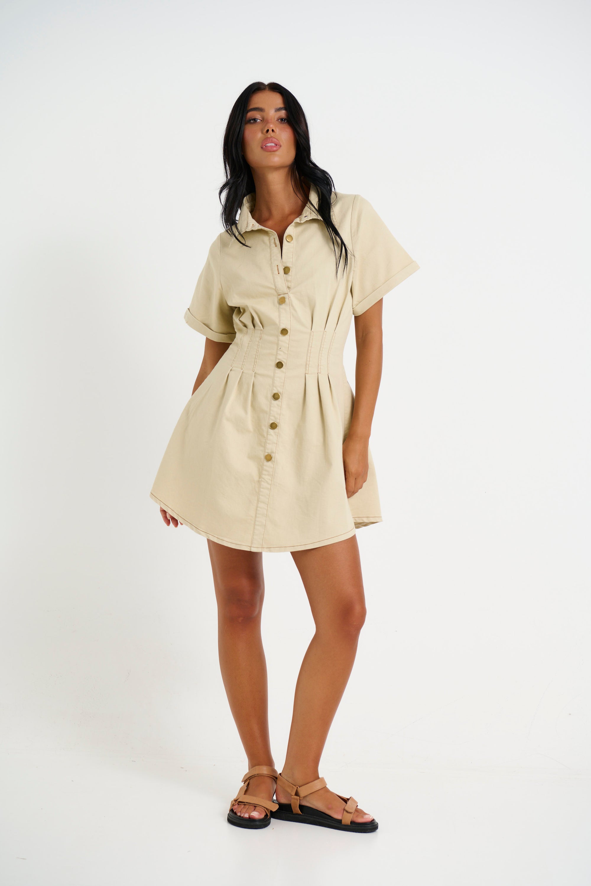 Beige store denim dress