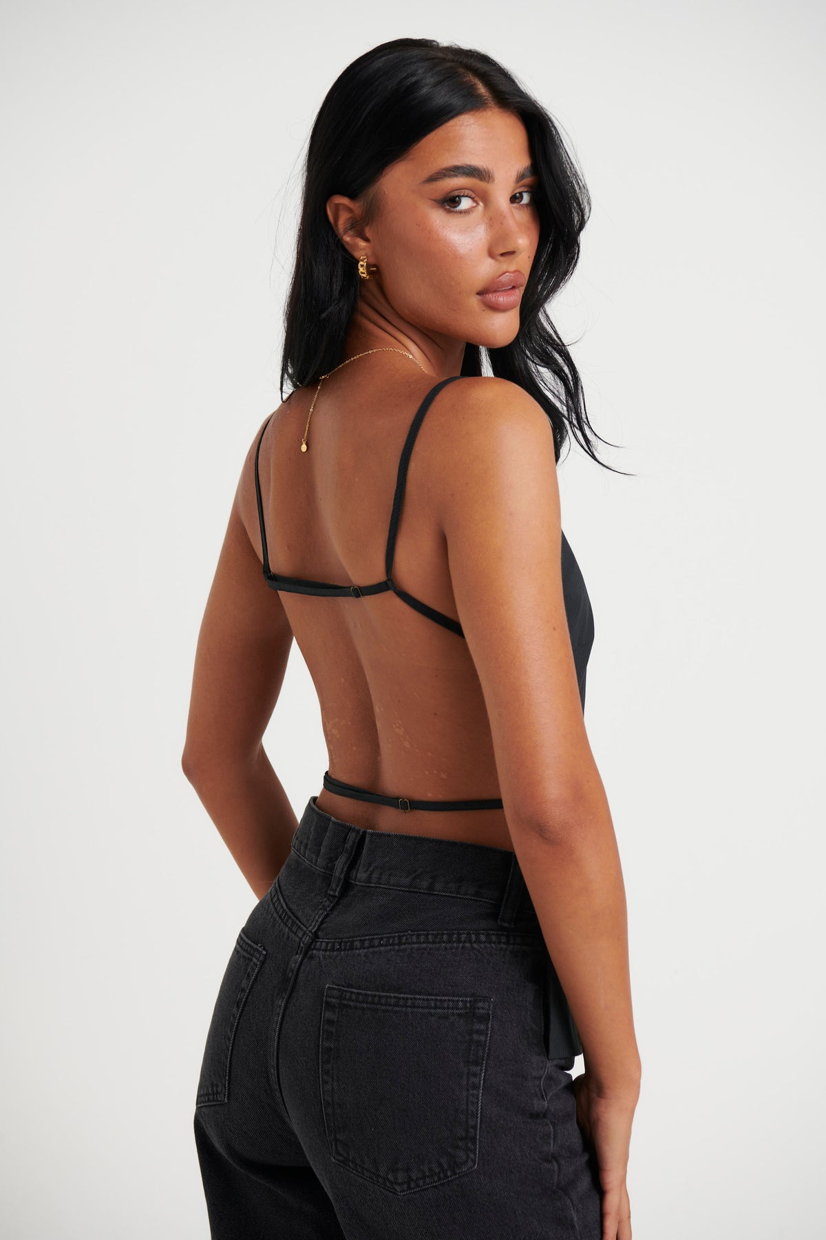 Camille Backless Top Onyx Stripe