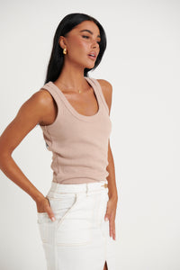London Ribbed Tank Taupe - FINAL SALE