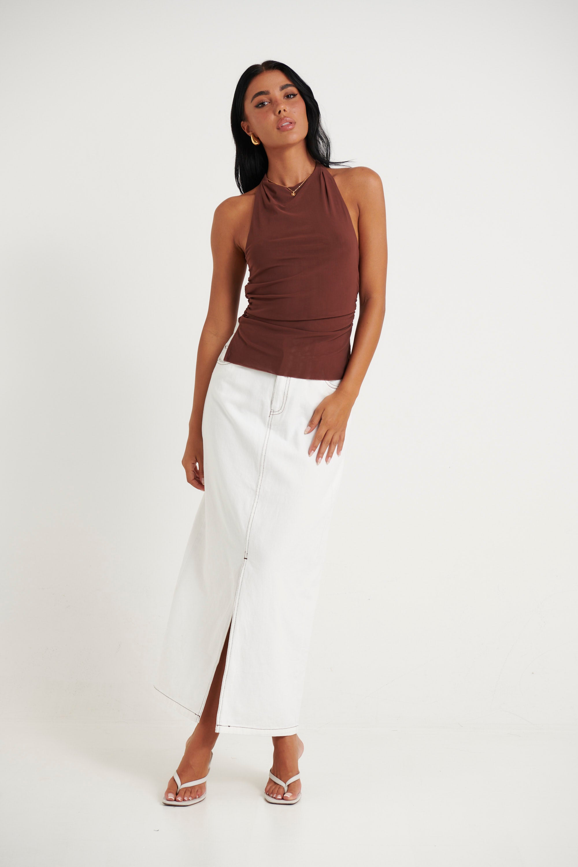 Alannah Halter Neck Top Choc