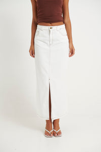 Imogen Denim Maxi Skirt White - FINAL SALE