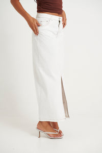 Imogen Denim Maxi Skirt White