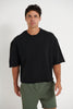 Crop Box Fleece Tee Wash Black