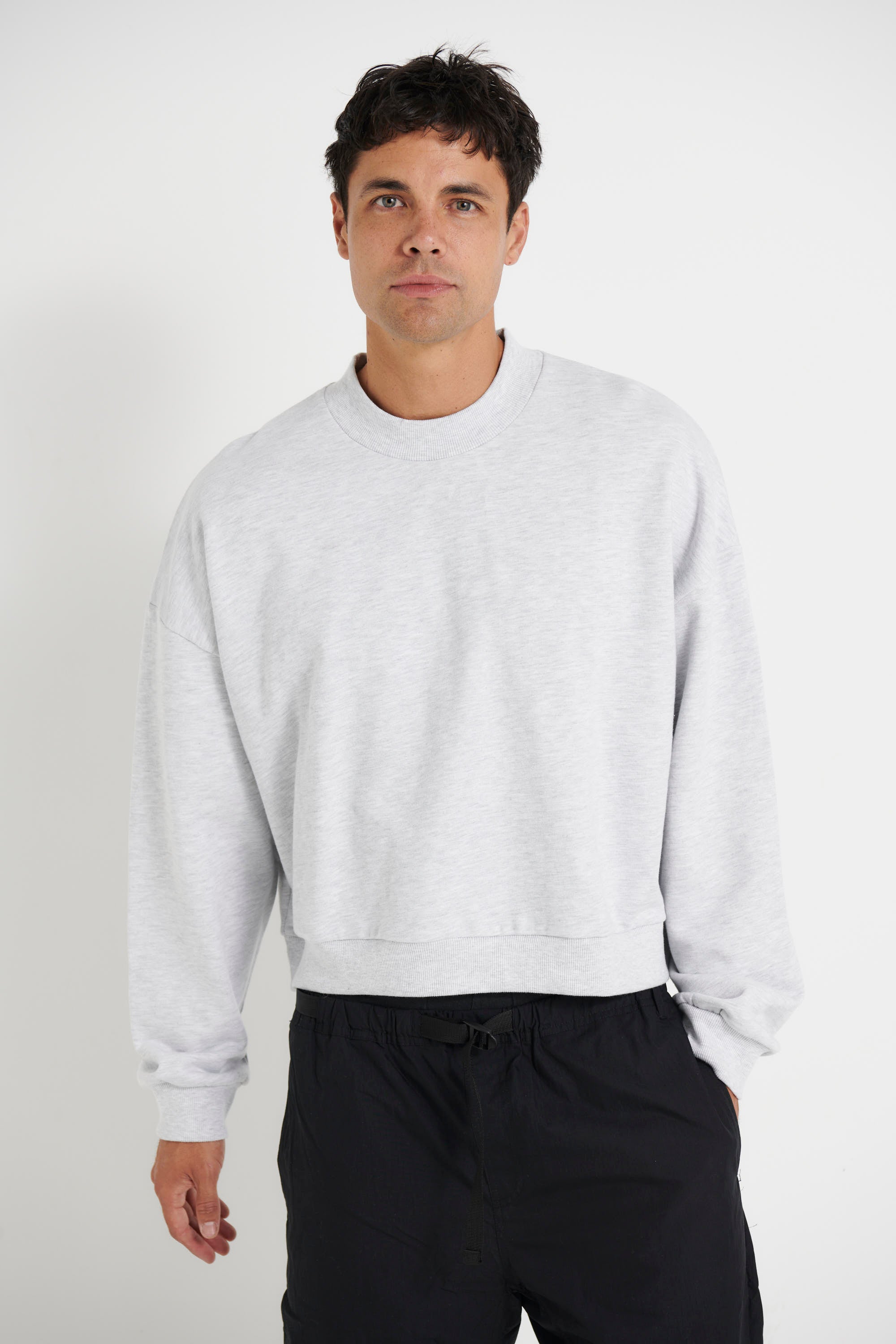 Baxter Crop Box Sweater Heather Grey