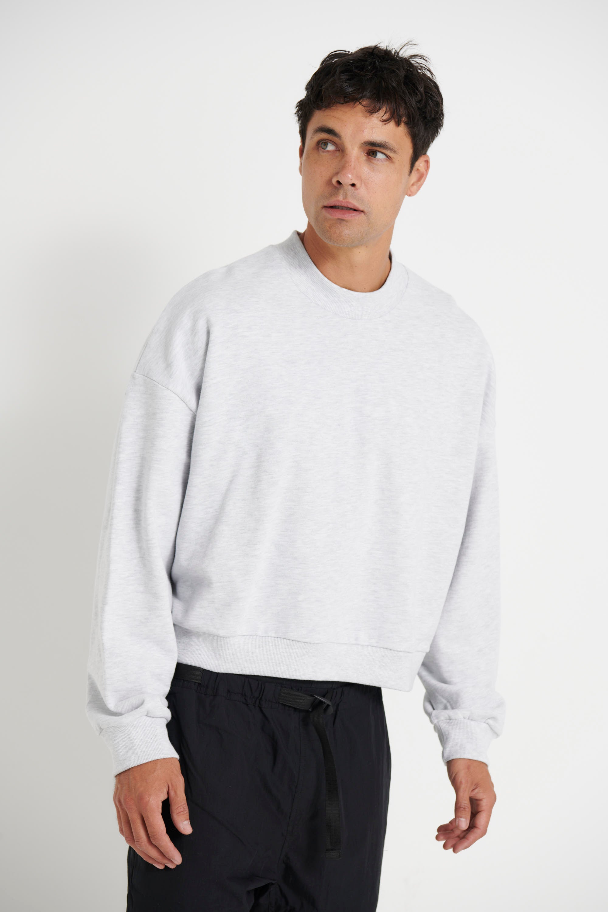 Baxter Crop Box Sweater Heather Grey
