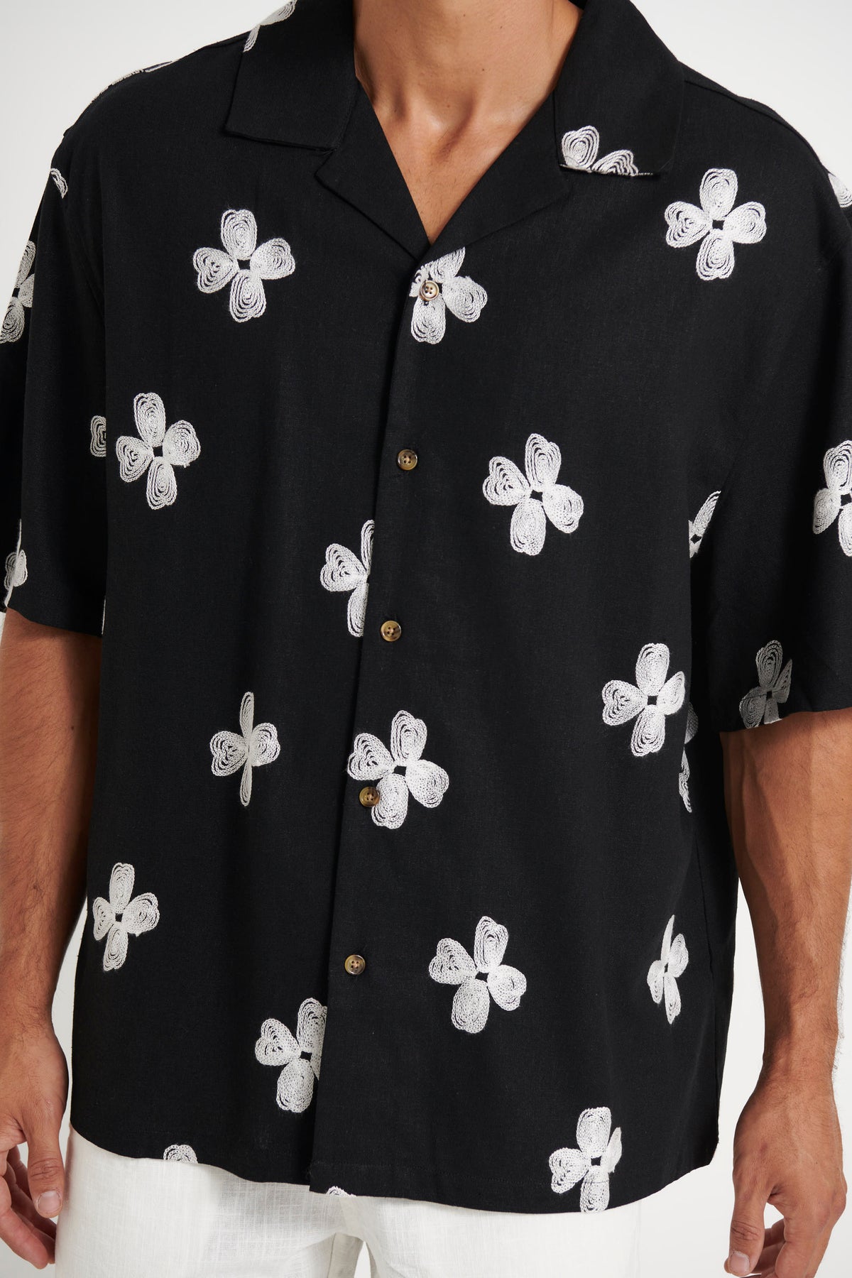 Drop 1 Premium Floral Weave Shirt Black