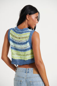 Bianka Crochet Top Green/Blue - FINAL SALE