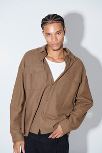 Texture Long Sleeve Shirt Khaki