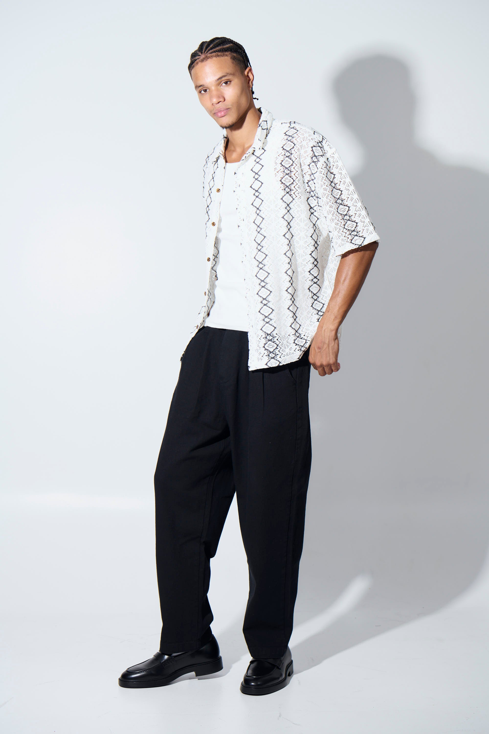 Lucas Drop Shirt Geo White