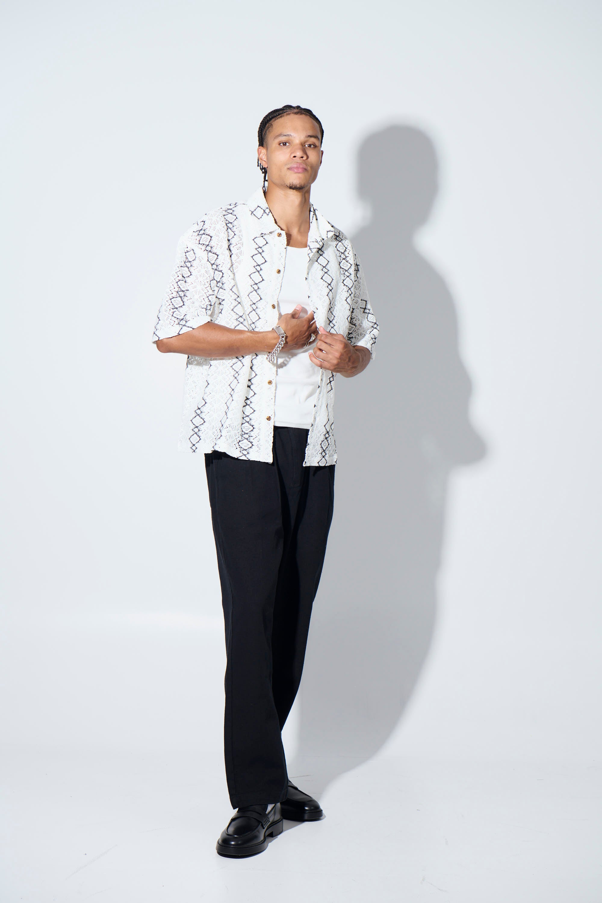 Lucas Drop Shirt Geo White