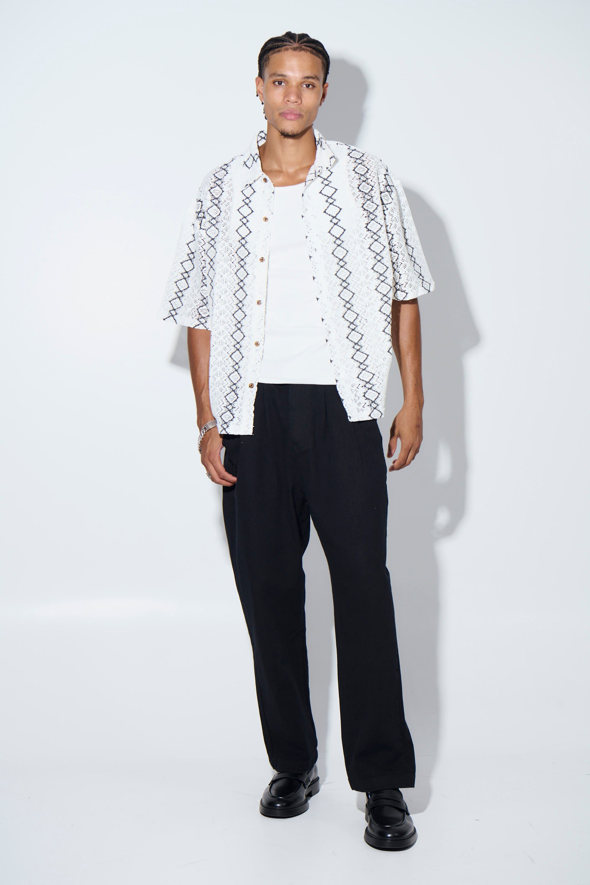 Lucas Drop Shirt Geo White