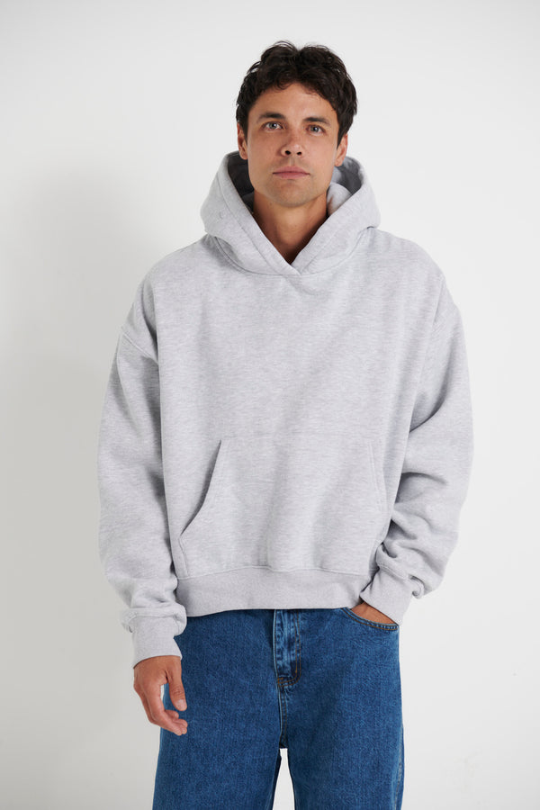 Roman Cropped Drop Hoodie Grey