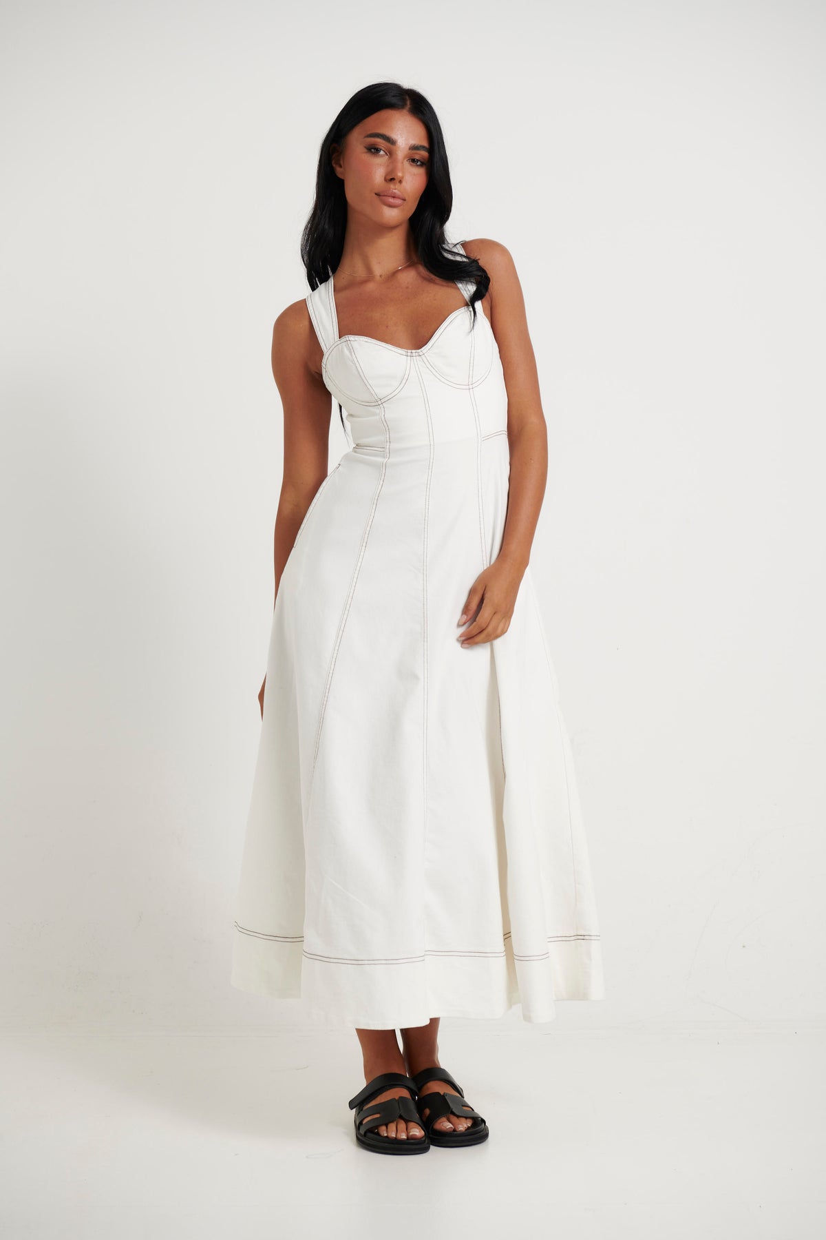 Holly Midi Dress White - FINAL SALE